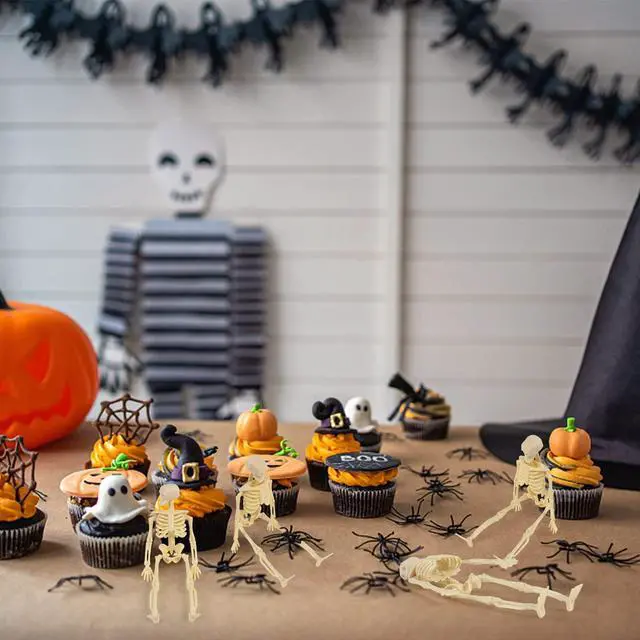 Alt view image 5 of 7 - Skeletons for Halloween Decor, 6 Piece Mini Seleton Figurines 6" Small Skeleton Halloween Decoration for Haunted House Accessories Party Favors