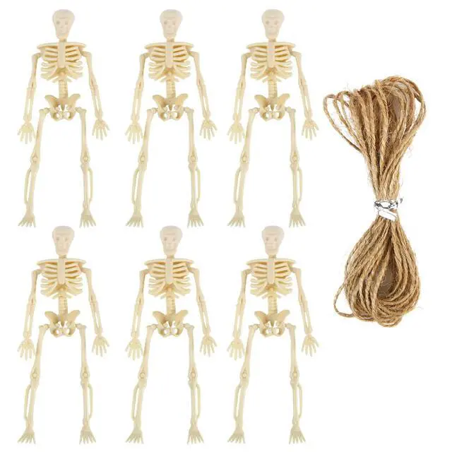 Alt view image 7 of 7 - Skeletons for Halloween Decor, 6 Piece Mini Seleton Figurines 6" Small Skeleton Halloween Decoration for Haunted House Accessories Party Favors