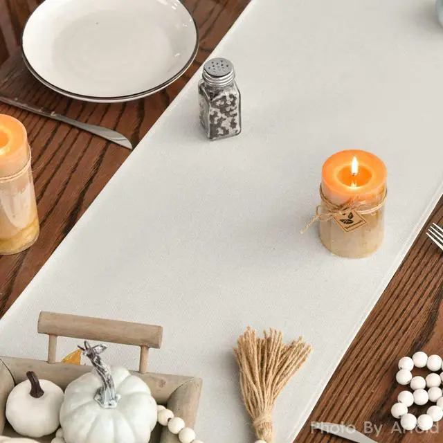 Alt view image 7 of 7 - 210 GSM Fall Table Runner Home Party Decor 13x72 Inch | Hello Pumpkin Flowers Leaves, Seasonal Kitchen Dining Table Decoration