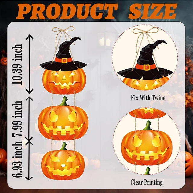Alt view image 2 of 5 - Halloween Pumpkins Banners for Front Door Decor, Spooky Pumpkin Paper Cut-Outs Signs Festival Hanging Ornament Pennant Garlands for Halloween Party Supplies