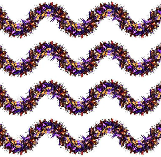 Main image of 4 Strings Total 26.4 FT Halloween Tinsel Garlands Each 6.6 FT Black Orange Purple Metallic Fringe Garland for Halloween Parties, Haunted Houses, and Spooky Decorations
