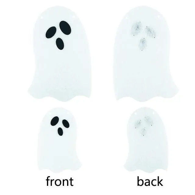 Alt view image 4 of 4 - 2 Pack Ghost Garland White Felt Ghost Banner for Haunted House Fireplace Doorways Indoor Outdoor Halloween Party Decorations Supplies