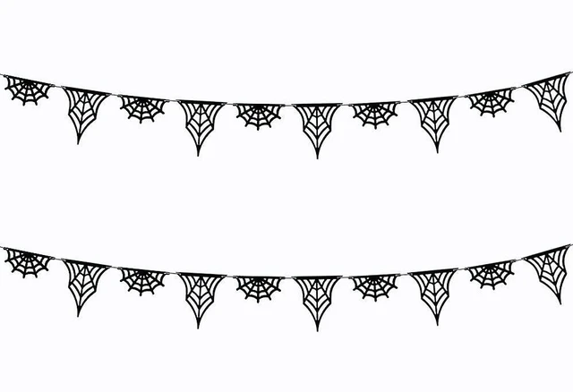 Main image of 2 Pack Felt Spiderweb Garland Banner Spiderweb Decorations | 2 Pack Spiderweb Banner Garland 2 Styles Felt Hanging Spiderweb Decorations for Halloween Home House Fireplace Decoration