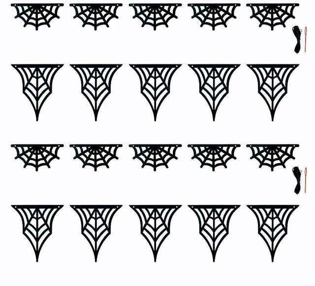 Alt view image 3 of 6 - 2 Pack Felt Spiderweb Garland Banner Spiderweb Decorations | 2 Pack Spiderweb Banner Garland 2 Styles Felt Hanging Spiderweb Decorations for Halloween Home House Fireplace Decoration