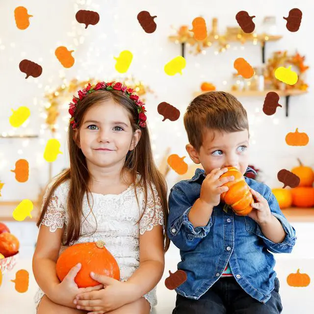 Alt view image 4 of 7 - 500 Pcs Felt Pumpkin Confetti Fall Party Table Decorations | Pumpkins Crafts Confetti, Fall Table Scatter Orange Yellow Confetti, Autumn Table Decoration, Thanksgiving Day Party Supplies