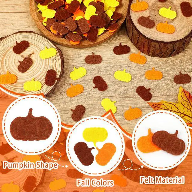 Alt view image 5 of 7 - 500 Pcs Felt Pumpkin Confetti Fall Party Table Decorations | Pumpkins Crafts Confetti, Fall Table Scatter Orange Yellow Confetti, Autumn Table Decoration, Thanksgiving Day Party Supplies