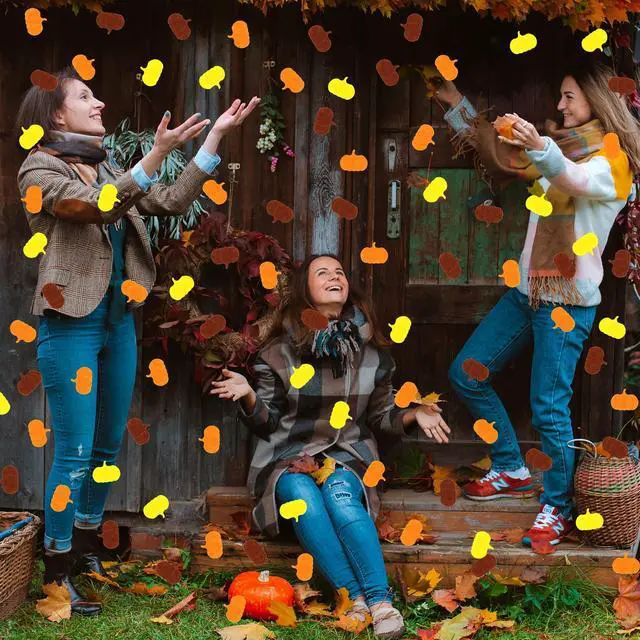 Alt view image 7 of 7 - 500 Pcs Felt Pumpkin Confetti Fall Party Table Decorations | Pumpkins Crafts Confetti, Fall Table Scatter Orange Yellow Confetti, Autumn Table Decoration, Thanksgiving Day Party Supplies