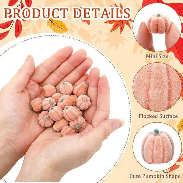 Alt view image 2 of 7 - 45Pcs Mini Velvet Pumpkins,Small Artificial Fake PumpkinsDecor | Little Velvet Pumpkins,Small Pumpkin, for Crafts Decorating Fall Tiered Trays and Tables