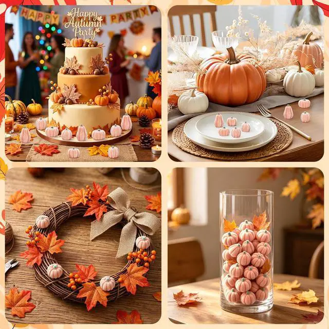 Alt view image 7 of 7 - 45Pcs Mini Velvet Pumpkins,Small Artificial Fake PumpkinsDecor | Little Velvet Pumpkins,Small Pumpkin, for Crafts Decorating Fall Tiered Trays and Tables