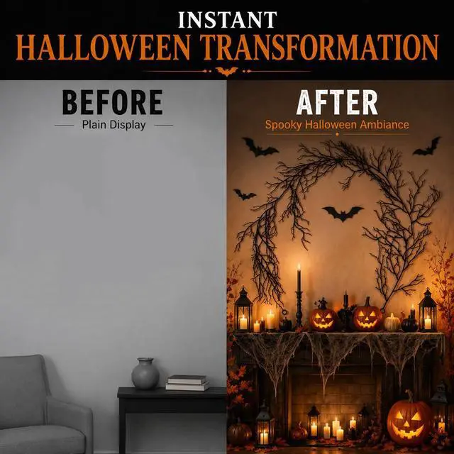 Alt view image 4 of 7 - 5.7FT Black Halloween Garland - Branch Garland with Hanging Loops | Spooky Black Vines for Mantels, Walls, Doors, Staircases, Windows, Bedrooms and Gothic Halloween Parties