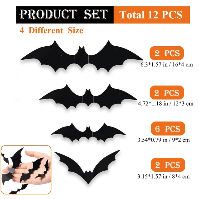 Alt view image 4 of 7 - Happy Halloween Banner Bat Ghost Garland Halloween Party Decorations Indoor | 2 PCS Halloween Hanging Decorations with 12 PCS 3D Bats for Fireplace Mantel Wall Indoor,Halloween Party Supplies