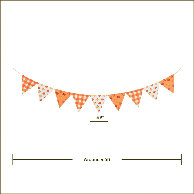 Alt view image 2 of 7 - Fall Banner Garland Autumn Triangle Flag Bunting with Plaid, Pumpkin & Maple Leaf Designs Cardstock Thanksgiving Decorations for Fall Birthday, Harvest & Party Supplies