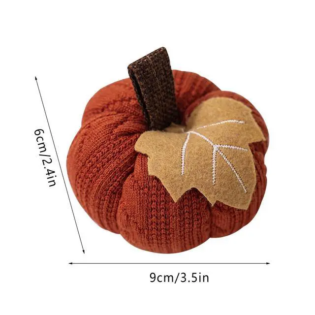 Alt view image 2 of 7 - Faux Fall Harvest Crochet Pumpkins - Small Knit Rustic Farmhouse Foam Decor for Thanksgiving Halloween Autumn Mantel Table (Orange, 9cmx9cmx6cm)