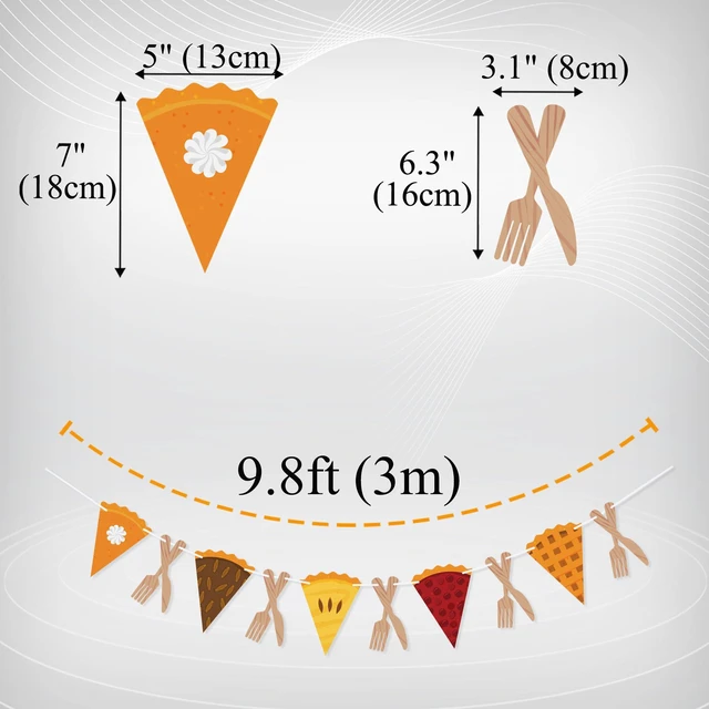 Alt view image 2 of 5 - 2 Pack Cutlery Pumpkin Pie Banner Fall Thanksgiving Decorations | Fall Garland for Mantle, Thanksgiving Home Decorations, Pie Party Decorations, Office Classroom Decor