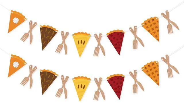 Main image of 2 Pack Cutlery Pumpkin Pie Banner Fall Thanksgiving Decorations | Fall Garland for Mantle, Thanksgiving Home Decorations, Pie Party Decorations, Office Classroom Decor