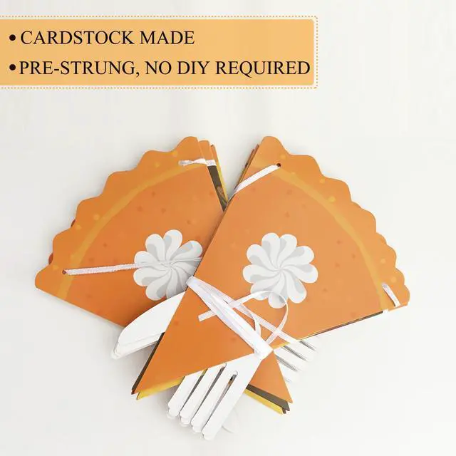 Alt view image 3 of 5 - 2 Pack Cutlery Pumpkin Pie Banner Fall Thanksgiving Decorations | Fall Garland for Mantle, Thanksgiving Home Decorations, Pie Party Decorations, Office Classroom Decor