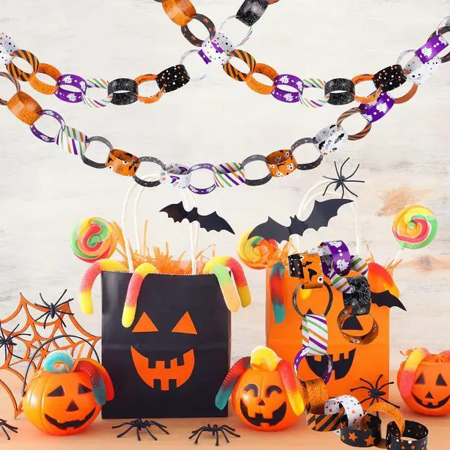 Alt view image 5 of 6 - 300 Links Halloween Paper Chains Halloween Paper Craft Kit for Spooky Party Decorations, 10 Styles | 10 Styles,Self- adhesive,Halloween Party Supplies Decorations