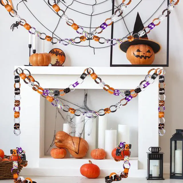 Alt view image 6 of 6 - 300 Links Halloween Paper Chains Halloween Paper Craft Kit for Spooky Party Decorations, 10 Styles | 10 Styles,Self- adhesive,Halloween Party Supplies Decorations