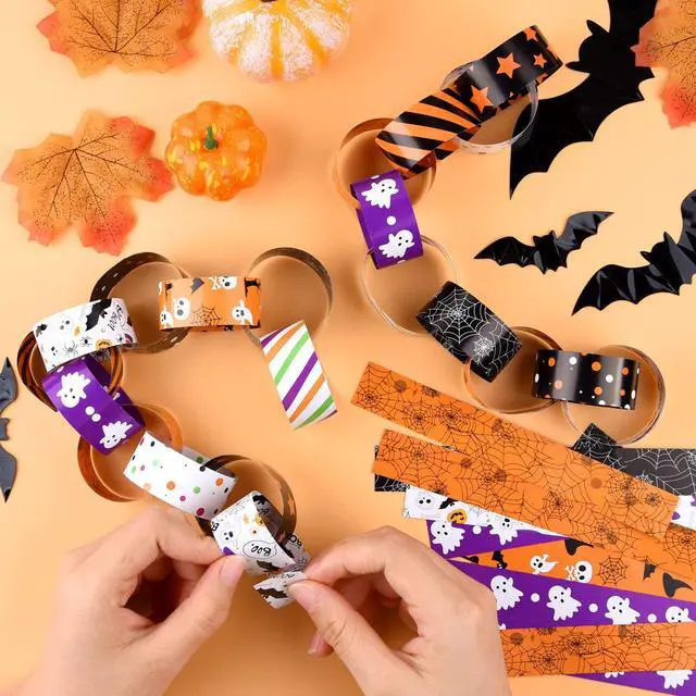 Alt view image 4 of 6 - 300 Links Halloween Paper Chains Halloween Paper Craft Kit for Spooky Party Decorations, 10 Styles | 10 Styles,Self- adhesive,Halloween Party Supplies Decorations