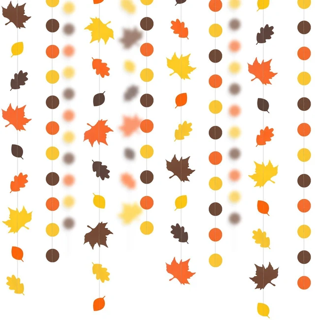 Main image of Fall Leaf Garlands for Thanksgiving Party Decorations | Fall Maple Leaves Banner Circle Dots Hanging Garlands for Autumn Harvest Thanksgiving Festival Party Supplies
