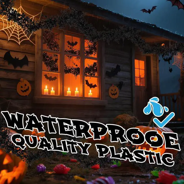 Alt view image 6 of 7 - Black Halloween Garland for Mantle - 2PCS Eucalyptus Vines 5.9FT | Artificial Black Eucalyptus Garland, Halloween Mantle Party Decor, Faux Hanging Vines for Fireplace, Wall, Indoor Outdoor