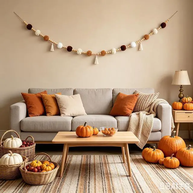 Alt view image 6 of 7 - Fall Garland Boho Pom Pom Garland 9.84FT Felt Ball Tassel Beaded Garland with Wood Beads for Mantle Thanksgiving Rustic Farmhouse Decor Pre-Assembled Neutral Classroom Wall Hanging for Party