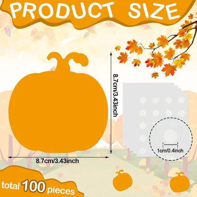 Alt view image 2 of 7 - 100 Pcs Paper Pumpkin Cutouts for Bulletin Board, Fall Classroom Decor | Thanksgiving Pumpkin Die Cuts for Decorating Crafting, Fall Bulletin Board Decor, with Glue Points, for Chalkboard Wall Decor