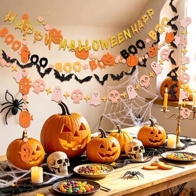 Alt view image 4 of 7 - Halloween Decorations Happy Halloween Banner Paper Garland