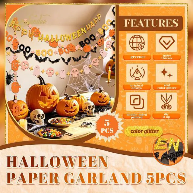 Alt view image 7 of 7 - Halloween Decorations Happy Halloween Banner Paper Garland
