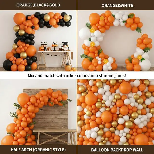 Alt view image 5 of 6 - 98pcs Orange Balloon Garland Arch Kit, 18/12/10/5 Inch Balloons | Assorted Fall Orange Fall Balloons for Graduation 2026, Safari Birthday, Boho Wedding, Halloween Party Decoration