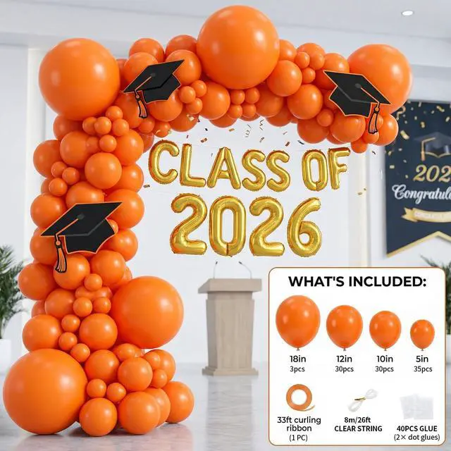 Alt view image 6 of 6 - 98pcs Orange Balloon Garland Arch Kit, 18/12/10/5 Inch Balloons | Assorted Fall Orange Fall Balloons for Graduation 2026, Safari Birthday, Boho Wedding, Halloween Party Decoration