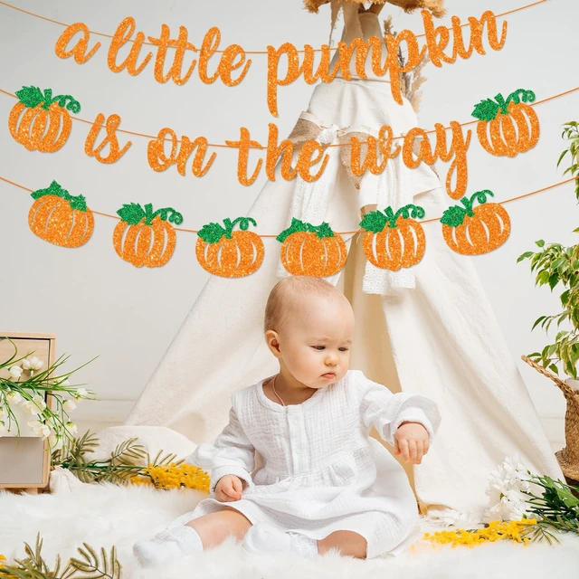 Alt view image 7 of 7 - A Little Pumpkin is On The Way Banner with Pumpkin Garland, Fall Harvest Themed Baby Shower Gender Reveal Decorations, Autumn Garland Photo Prop for Indoor Outdoor Welcome Baby Party Supplies