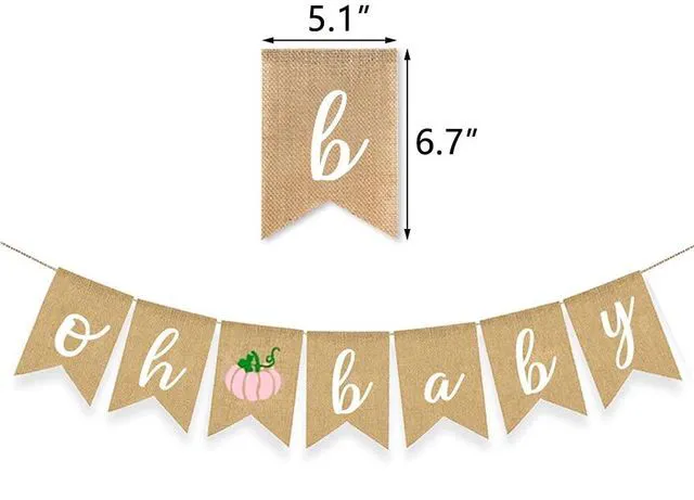 Alt view image 2 of 5 - Pink Pumpkin Baby Banner Burlap Fall Garland Autumn Themed Baby Shower Decoration Halloween Girl Gender Reveal Supplies