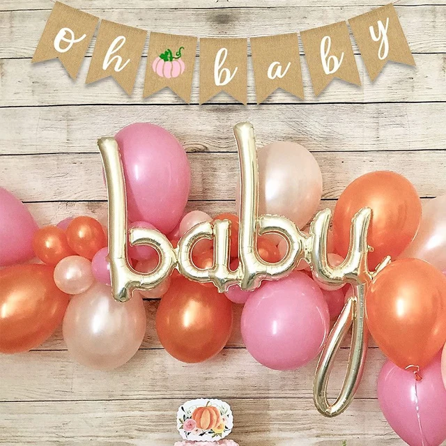 Alt view image 3 of 5 - Pink Pumpkin Baby Banner Burlap Fall Garland Autumn Themed Baby Shower Decoration Halloween Girl Gender Reveal Supplies