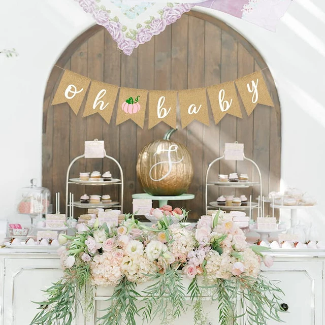 Alt view image 5 of 5 - Pink Pumpkin Baby Banner Burlap Fall Garland Autumn Themed Baby Shower Decoration Halloween Girl Gender Reveal Supplies