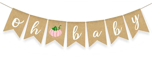 Main image of Pink Pumpkin Baby Banner Burlap Fall Garland Autumn Themed Baby Shower Decoration Halloween Girl Gender Reveal Supplies