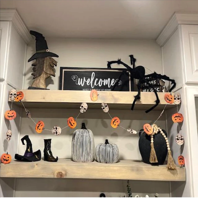 Alt view image 5 of 7 - Halloween Pumpkin And Skull Garland | 10 Strings Spooky Streamers, Each Measuring 8 Feet in Length | Fun and Scary Hanging Strands | Fright Night Party Decor | Halloween Party Decorations |By Bashout