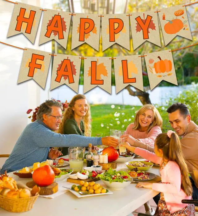 Alt view image 5 of 5 - Fall Decorations for Home,Happy Fall Banner,Thanksgiving Party Decoration | Fall Banner,Autumn Harvest Home Decor,Fall Decorations for Mantle Fireplace