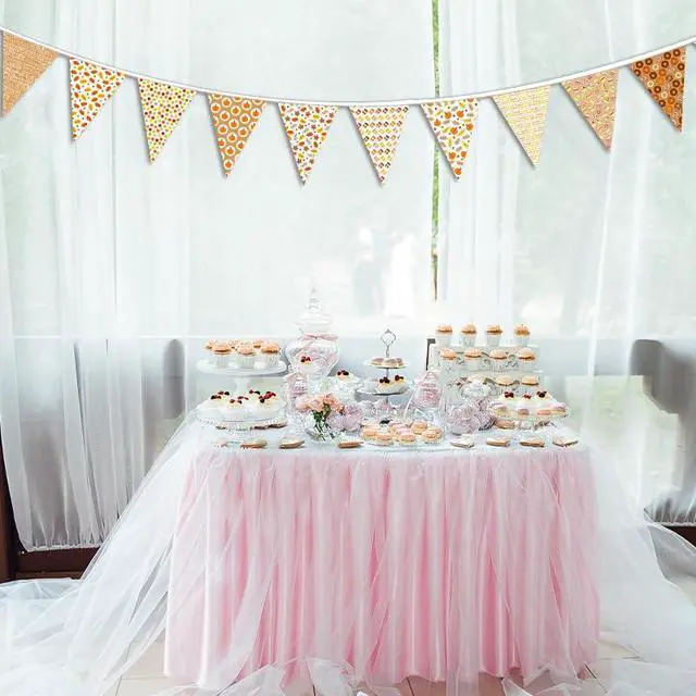 Alt view image 2 of 6 - Hello Fall Party Decorations Fabric Triangle Pennant Banner for Fall Decor Autumn Wedding Birthday Party Thanksgiving Day Pumpkin Maple Leaf Donuts Banner for Baby Shower Outdoor Decorations