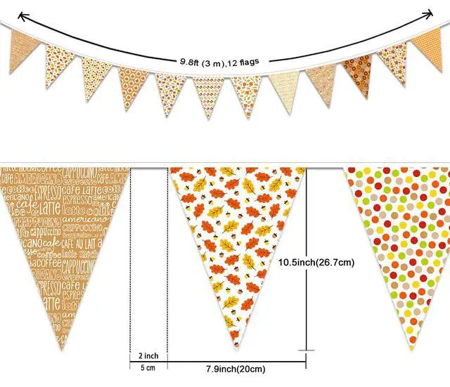 Alt view image 4 of 6 - Hello Fall Party Decorations Fabric Triangle Pennant Banner for Fall Decor Autumn Wedding Birthday Party Thanksgiving Day Pumpkin Maple Leaf Donuts Banner for Baby Shower Outdoor Decorations