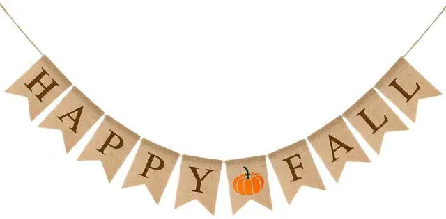 Main image of Happy Fall Burlap Banner Garland Pre-Strung Fall Pumpkin Banner Sign | Fall Garland Autumn Banner for Mantel Fireplace Home Fall Thanksgiving Party Decorations Indoor Outdoor