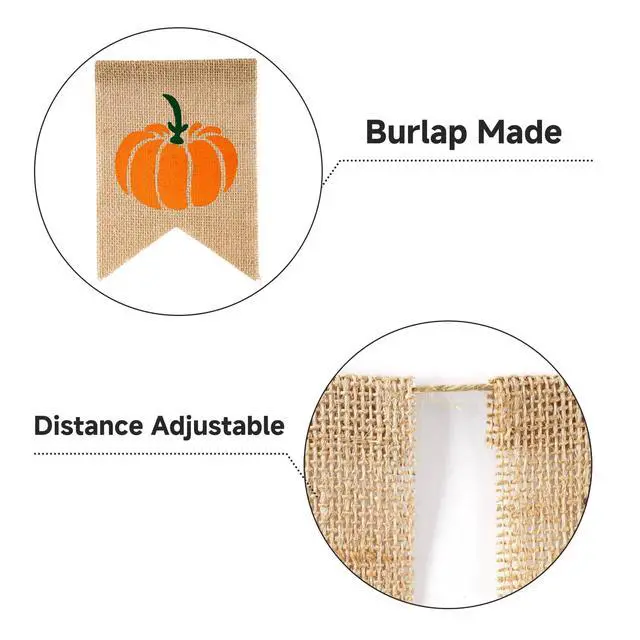 Alt view image 3 of 7 - Happy Fall Burlap Banner Garland Pre-Strung Fall Pumpkin Banner Sign | Fall Garland Autumn Banner for Mantel Fireplace Home Fall Thanksgiving Party Decorations Indoor Outdoor