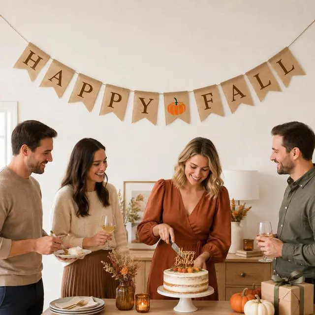Alt view image 6 of 7 - Happy Fall Burlap Banner Garland Pre-Strung Fall Pumpkin Banner Sign | Fall Garland Autumn Banner for Mantel Fireplace Home Fall Thanksgiving Party Decorations Indoor Outdoor