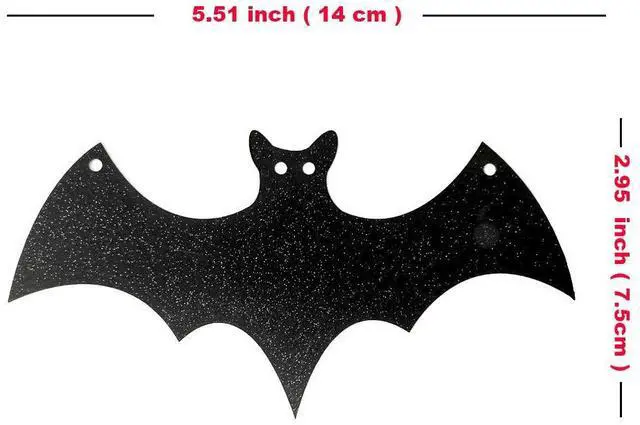 Alt view image 2 of 5 - Black Glittery Bat Garland Halloween Garland Decoration for Haunted Home, Pack of 3 by Baryuefull