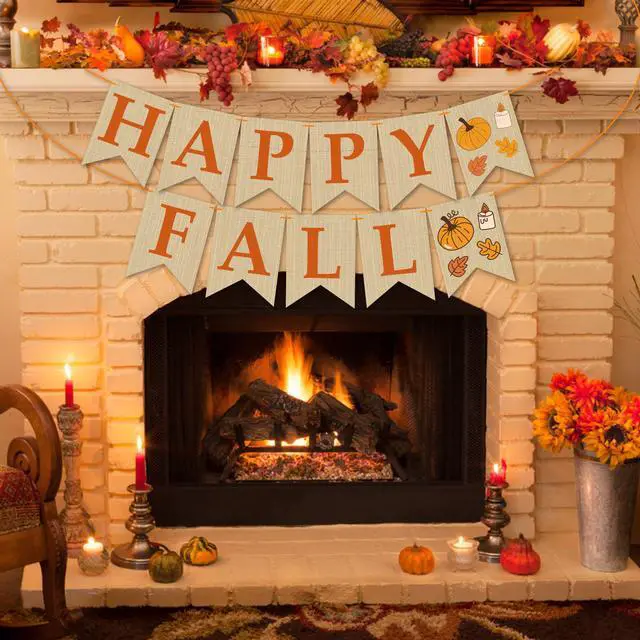 Alt view image 7 of 7 - Fall Decorations for Home - Happy Autumn Pumpkin Banner for Indoor Outdoor | Maple Leaves Garland Backdrop for Outside - Hanging Party Favors Supplies for Birthday | Fall Decor