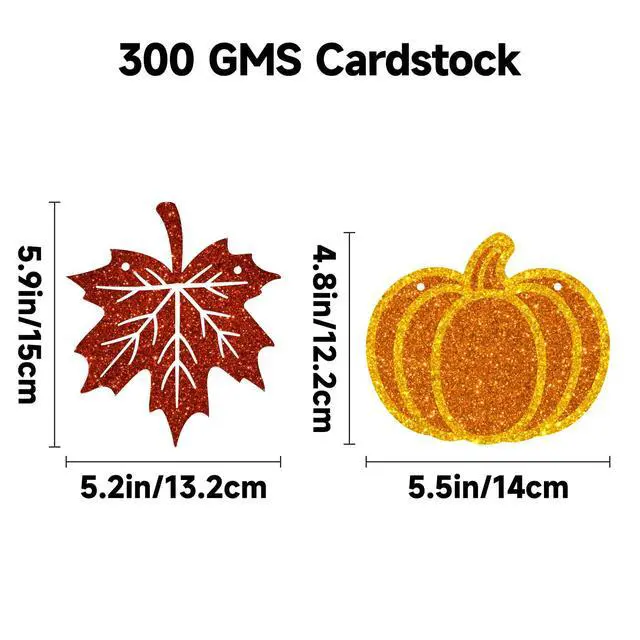 Alt view image 2 of 7 - Fall Thanksgiving Banner Garland Fall Decorations Pre-Strung Glitter | Pumpkin Maple Leaves Banner Garland 2 Pieces NO DIY Autumn Banners Signs for Indoor Outdoor Thanksgiving Decor