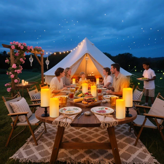 Alt view image 6 of 7 - Flameless Candles 4" 5" 6" Outdoor Indoor Pillars Battery Operated Flickering Candles Include 10-Key Remote Timer 400+ Hours by 2 AA Batteries (Ivory Candle - Warm light, 3"D x 6" H - 2 Pack)