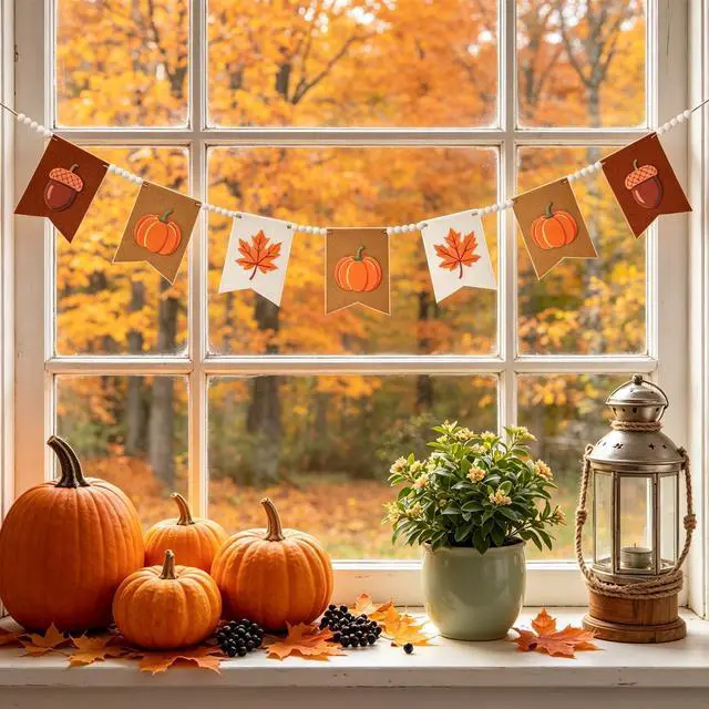 Alt view image 7 of 7 - Fall Garland, 9.84FT Pumpkin Garland Fall Decor, Handmade with Felt & Wood Beads, Fall Garland for Mantle, Fall Decorations for Home, Farmhouse Fall Mantel Decor, Thanksgiving Banner