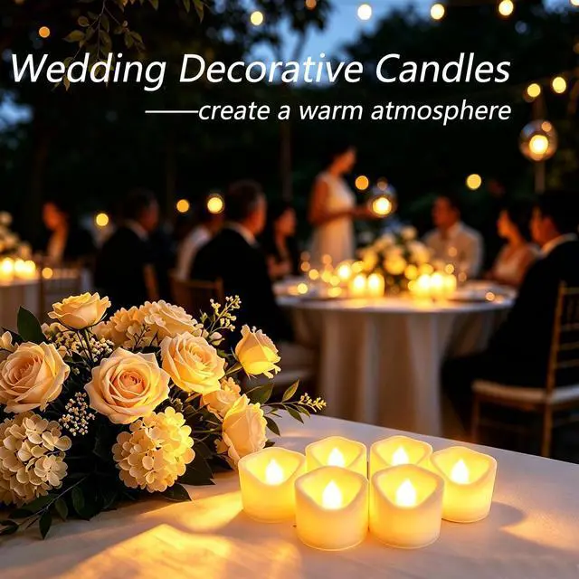 Alt view image 3 of 7 - 12 Pack Battery Operated Votive Candles Flameless Tea Light Candles | Cream White, Plastic Electric LED Lights, Plastic, Tealights for Wedding Party Halloween Thanksgiving Christmas Decoration