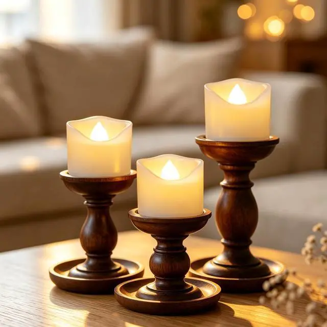 Alt view image 6 of 7 - 12 Pack Battery Operated Votive Candles Flameless Tea Light Candles | Cream White, Plastic Electric LED Lights, Plastic, Tealights for Wedding Party Halloween Thanksgiving Christmas Decoration